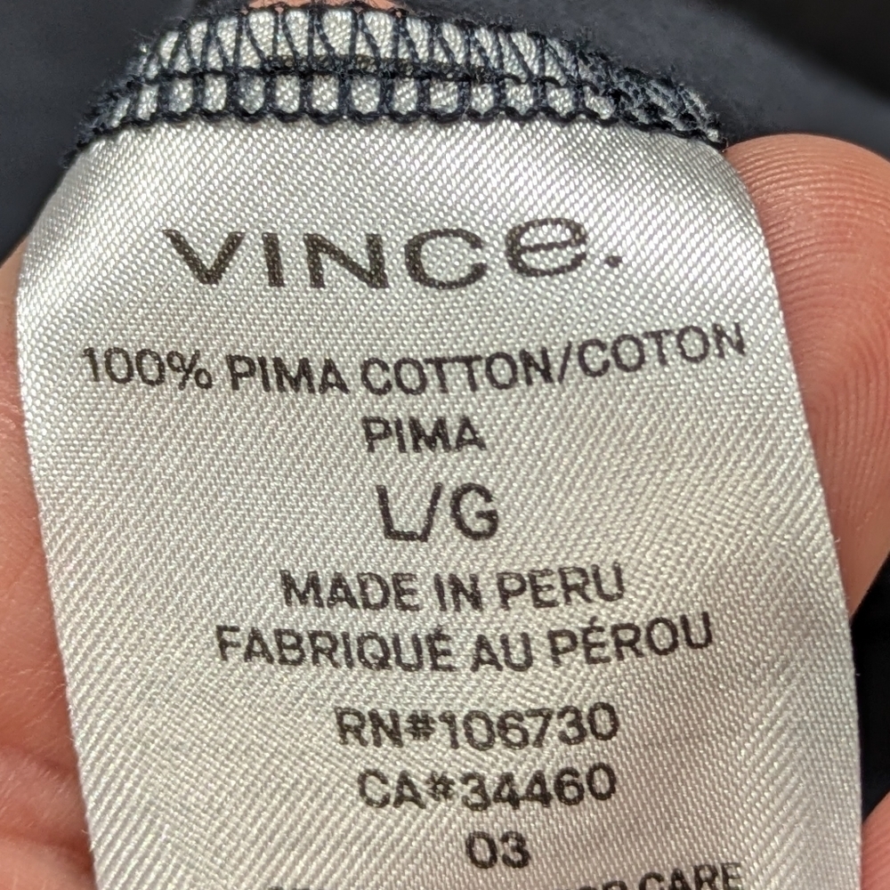 Vince Blue Pima Cotton Long Sleeve Lightweight T-shirt L - Picture 7 of 8